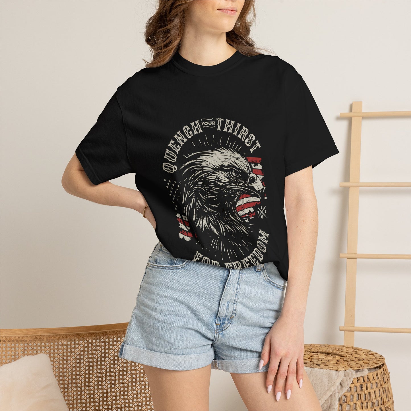 Freedom Eagle T-Shirt — "Quench Your Thirst for Freedom" Patriotic American Flag Tee