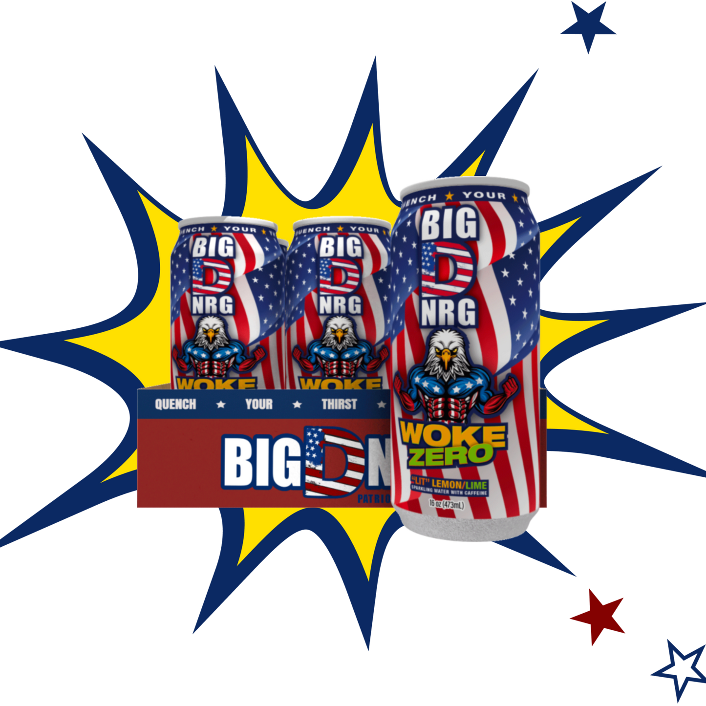 Big D NRG Woke Zero - Lit Lemon/Lime Energy Drink | Zero Sugar, 0 Calorie, Clean Caffeine | Made in USA