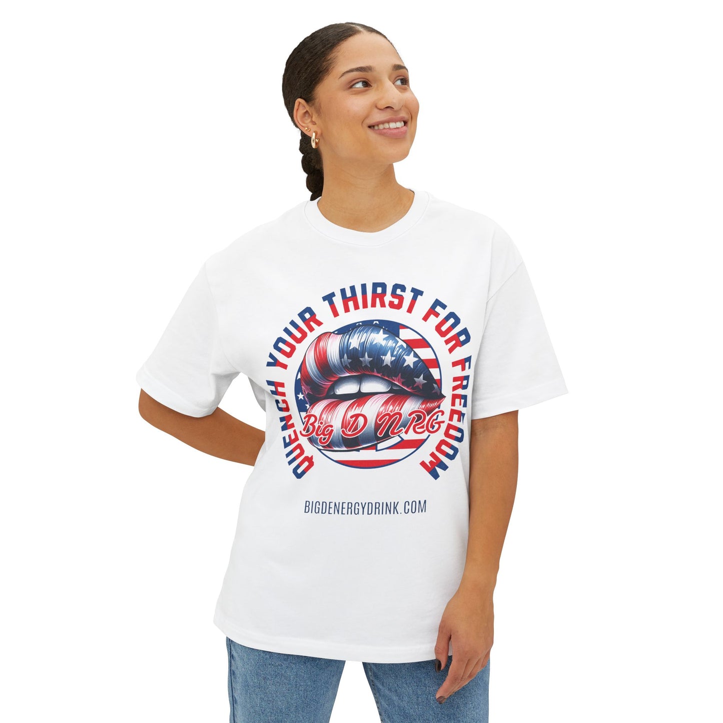 Patriotic Lip Graphic Tee — "Quench Your Thirst for Freedom"