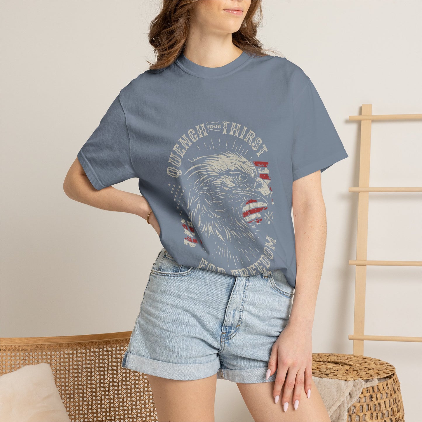 Freedom Eagle T-Shirt — "Quench Your Thirst for Freedom" Patriotic American Flag Tee