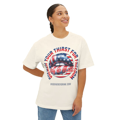 Patriotic Lip Graphic Tee — "Quench Your Thirst for Freedom"
