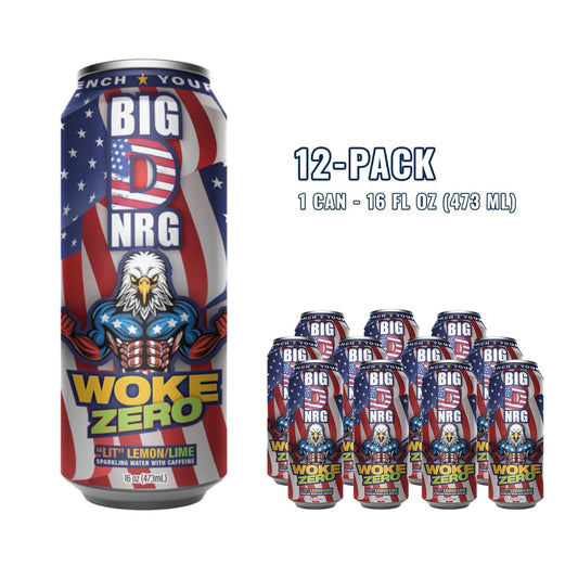 Big D NRG Woke Zero - Lit Lemon/Lime Energy Drink | Zero Sugar, 0 Calorie, Clean Caffeine | Made in USA