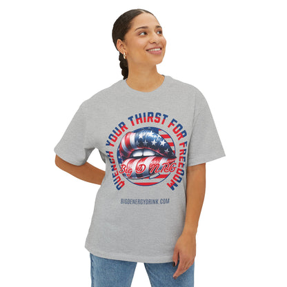 Patriotic Lip Graphic Tee — "Quench Your Thirst for Freedom"