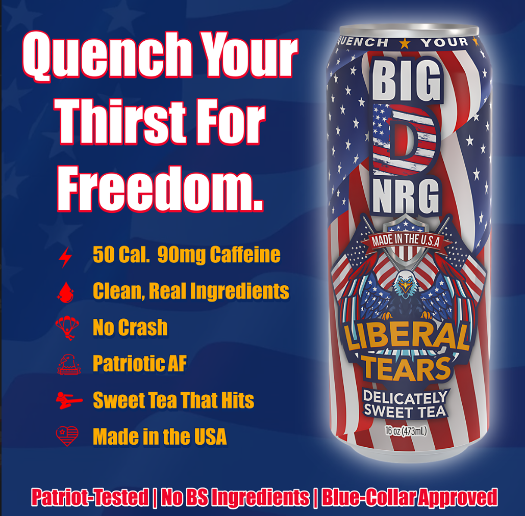 Big D NRG Liberal Tears - Delicately Sweet Tea Energy Drink | 90mg Clean Caffeine, Naturally Sweetened | Made in USA